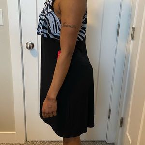 Black and white striped short dress